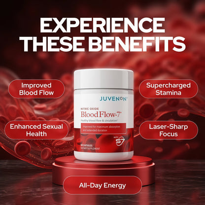 Juvenon BloodFlow-7 Nitric Oxide Supplements for Men & Women - Natural Nitric Oxide Booster with Nitrosigine® + S7® - Blood Flow & Circulation Support (1-Pack)